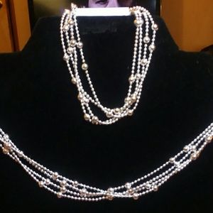 Matching 4 tier silver necklace and bracelet!!